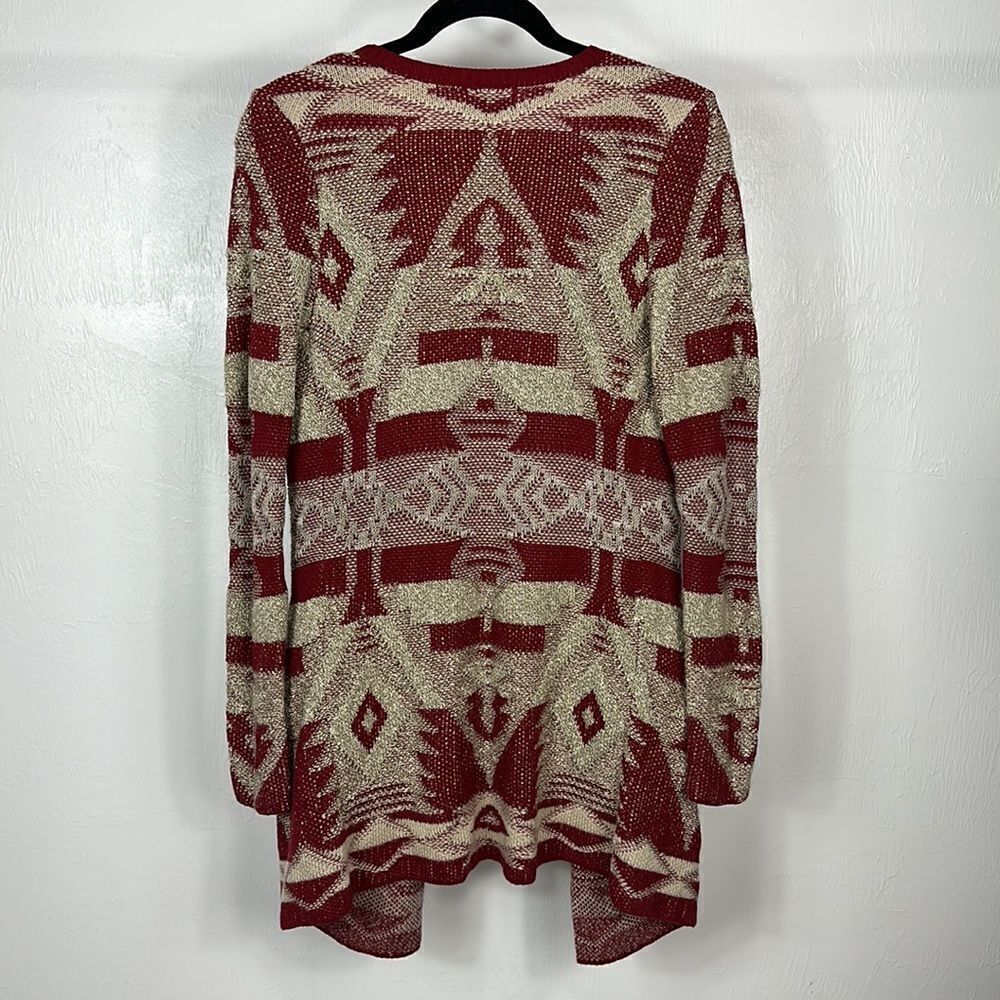 ❤️Last Chance Lucky Brand Cotton Blend Aztec Print Open Front Cardigan Size XS - Picture 4 of 11